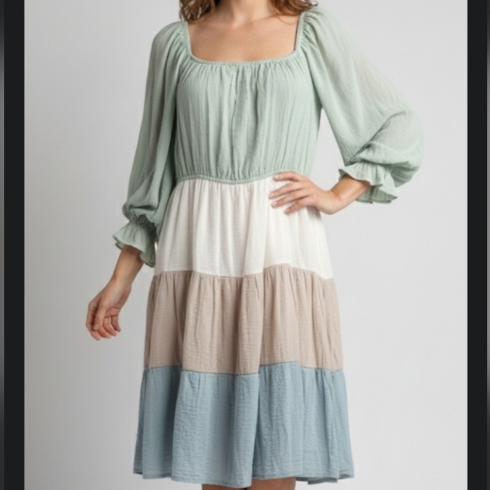 Sweet Wanderer Elegant Color Block Dress 3XL Coastal" Aesthetic